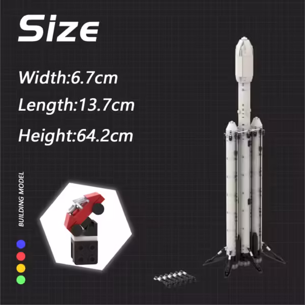 MOC-75766 SpaceXS Falcon Heavy Rocket Saturn V Scale Spaceship Building Blocks Set Idea Assemble Bricks Toys Boy Birthday Gift - Image 3