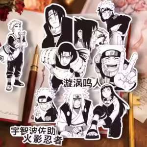 10pcs Anime NARUTO Cartoon Stickers Cool Black and White Graffiti Sticker DIY Phone Skateboard Notebook Decal for Kids Toy - Image 3