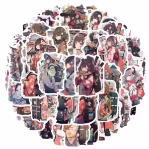 30pcs Japan Kimono Anime Girls Stickers Aesthetic Decals Waterproof Decorative Stationery Phone Diary Kawaii DIY Sticker - Image 3