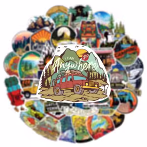 30pcs Outdoor Hiking Camping Stickers Cartoon Decal Skateboard Phone Laptop Car Luggage Bike Cool Waterproof Sticker - Image 3