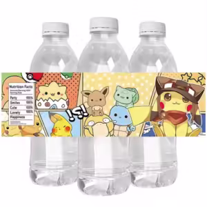 10PCS Pokemon Water Bottle Label Birthday Decoration Pikachu Personalise Waterproof Sticker Baby Shower Kid Party Supplies - Image 3