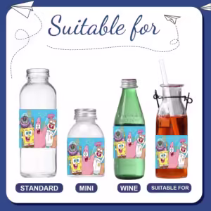 10PCS Sponge-Bob Stickers Water Bottle Label Party Decor Juice Cup Waterproof Sticker Kids DIY Gifts Party Favors Supplies - Image 3