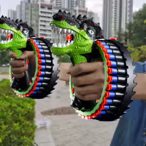 Soft Bullet Gun Toy Kids Spinning Dinosaur Wrist Gun Boys Toys Electric Burst Pistol Parent-child Blaster Shooting Game - Image 4