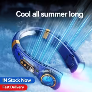 Portable Hanging Neck Fan Bladeless Mini USB Handheld Mute LED Digital Display Electric stable Fan Colorful Atmosphere Lights - Image 4