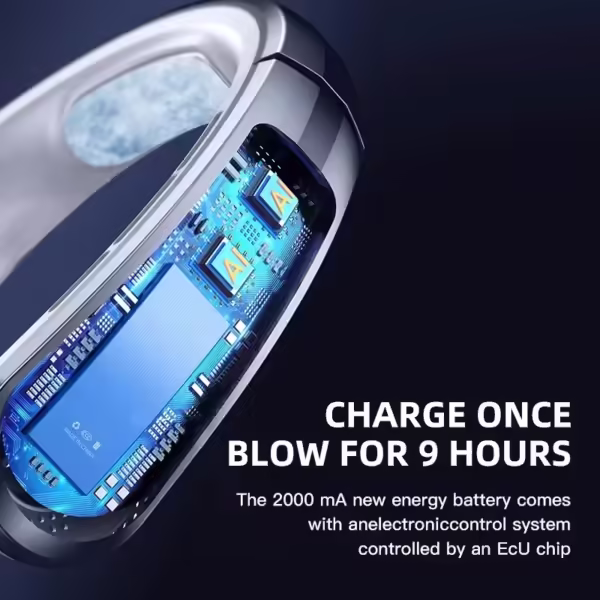 New 8000mAh Hanging Neck Fan 100 Speed Adjustable High Power Mini Air Conditioner Portable USB Rechargeable Electric Fans - Image 4