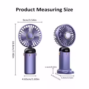 1800mAh Handheld Mini Fan Foldable Portable Neck Hanging Fans 5 Speed USB Rechargeable Fan with Phone Stand and Display Screen - Image 4