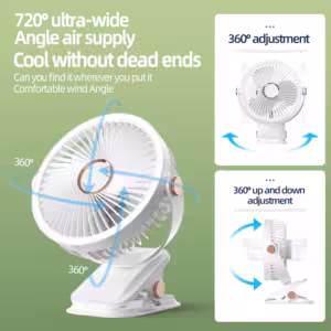 USB Rechargeable Foldable Fan Desktop Portable Air Circulator Wireless Ceiling Electric Fan With LED Light Clip-on Home Fan - Image 4