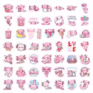 Kawaii Cartoon Axolotl Stickers Cute Animal Kids DIY Toy Gift Graffiti Decal for Phone Luggage Laptop Scrapbook Waterproof - Image 4