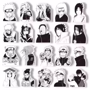 10pcs Anime NARUTO Cartoon Stickers Cool Black and White Graffiti Sticker DIY Phone Skateboard Notebook Decal for Kids Toy - Image 4