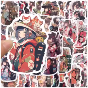 30pcs Japan Kimono Anime Girls Stickers Aesthetic Decals Waterproof Decorative Stationery Phone Diary Kawaii DIY Sticker - Image 4