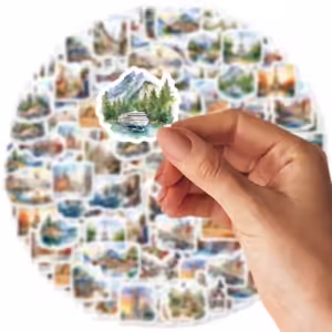 30pcs Journey Landscape Retro Theme Graffiti Stickers Decorated Water Glass Phone Case Laptop Flat Suitcase Classic Toy Decal - Image 4