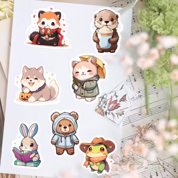Kawaii Cute Animal Stickers Puppy Kitten Cow Owl Unicorn Hedgehog Children Cartoon Gift for DIY Laptop Phone Mug Waterproof - Image 4