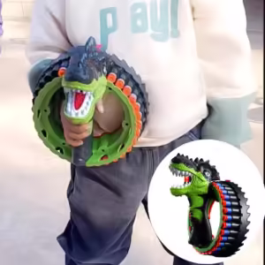 Soft Bullet Gun Toy Kids Spinning Dinosaur Wrist Gun Boys Toys Electric Burst Pistol Parent-child Blaster Shooting Game - Image 5