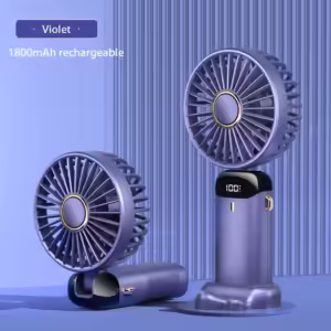 1800mAh Handheld Mini Fan Foldable Portable Neck Hanging Fans 5 Speed USB Rechargeable Fan with Phone Stand and Display Screen - Image 5