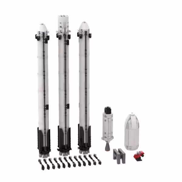 MOC-75766 SpaceXS Falcon Heavy Rocket Saturn V Scale Spaceship Building Blocks Set Idea Assemble Bricks Toys Boy Birthday Gift - Image 5