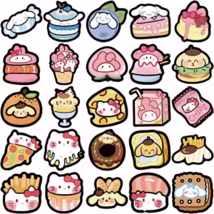 30pcs Cute Funny Food Sanrio Cartoon Stickers Aesthetic Hello Kitty Kuromi My Melody Anime Decals Kawaii Kids Sticker Toys - Image 5