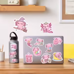 Kawaii Cartoon Axolotl Stickers Cute Animal Kids DIY Toy Gift Graffiti Decal for Phone Luggage Laptop Scrapbook Waterproof - Image 5