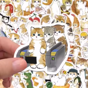 10Pcs Cartoon Cat Waterproof Graffiti Sticker Aesthetic Decorative Luggage Laptop Cup Guitar Phone Scrapbook Kids Stickers - Image 5