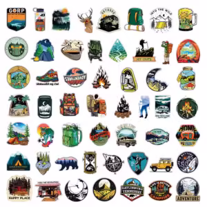30pcs Outdoor Hiking Camping Stickers Cartoon Decal Skateboard Phone Laptop Car Luggage Bike Cool Waterproof Sticker - Image 5