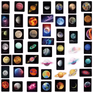 50pcs Universe Planets Stickers Laptop Stationary Scrapbook Notebook Luggage Aesthetic Outer Space Vinyl Decals for Kids Gift - Image 5