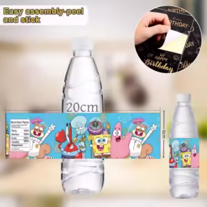 10PCS Sponge-Bob Stickers Water Bottle Label Party Decor Juice Cup Waterproof Sticker Kids DIY Gifts Party Favors Supplies - Image 5