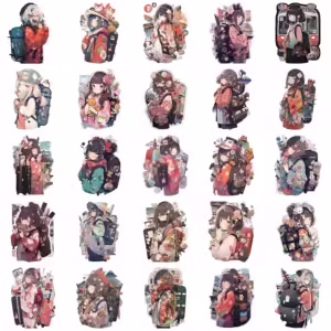 30pcs Japan Kimono Anime Girls Stickers Aesthetic Decals Waterproof Decorative Stationery Phone Diary Kawaii DIY Sticker - Image 6
