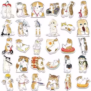 10Pcs Cartoon Cat Waterproof Graffiti Sticker Aesthetic Decorative Luggage Laptop Cup Guitar Phone Scrapbook Kids Stickers - Image 6