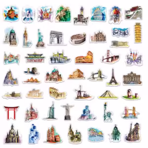10pcs World Landmark Famous City Buildings Stickers Travel Beautiful Scenery Decal Laptop Phone Car Waterproof Sticker - Image 6