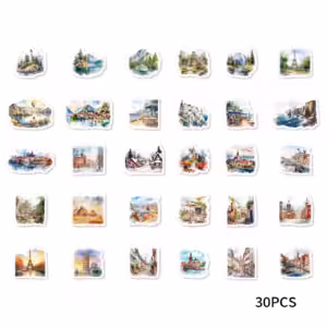 30pcs Journey Landscape Retro Theme Graffiti Stickers Decorated Water Glass Phone Case Laptop Flat Suitcase Classic Toy Decal - Image 6