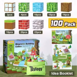 100pcs Magnetic Blocks-Build Mine Magnet World Set for Boys & Girls Age 3+, Sensory Toys for Toddlers Gifts Construction Toys - Image 6