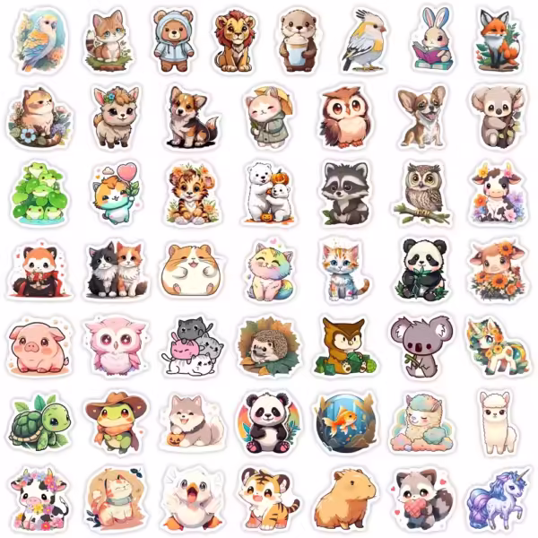 Kawaii Cute Animal Stickers Puppy Kitten Cow Owl Unicorn Hedgehog Children Cartoon Gift for DIY Laptop Phone Mug Waterproof - Image 6
