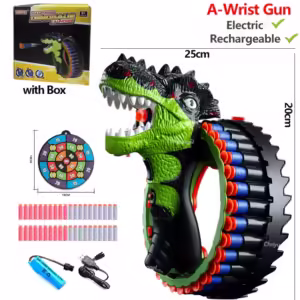 Soft Bullet Gun Toy Kids Spinning Dinosaur Wrist Gun Boys Toys Electric Burst Pistol Parent-child Blaster Shooting Game - Image 6