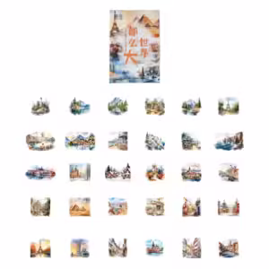 30pcs Journey Landscape Retro Theme Graffiti Stickers Decorated Water Glass Phone Case Laptop Flat Suitcase Classic Toy Decal - Image 7
