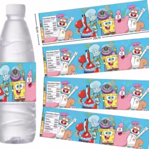 10PCS Sponge-Bob Stickers Water Bottle Label Party Decor Juice Cup Waterproof Sticker Kids DIY Gifts Party Favors Supplies - Image 7