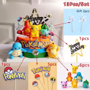 13Pcs/set Pokemon Cake Topper Anime Figure Pikachu Party Happy Birthday Pokemon Cake Decoration Supplies Ornaments Boy Kids Gift - Image 7