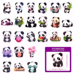 10Pcs Cartoon Cute Kawaii Panda Varied Stickers Pack for Kids Travel Luggage Notebook Phone Helmet Decoration Graffiti Decals - Image 7