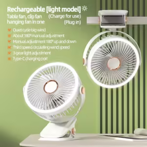 USB Rechargeable Foldable Fan Desktop Portable Air Circulator Wireless Ceiling Electric Fan With LED Light Clip-on Home Fan - Image 7
