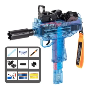 UZI Electric Soft Bullet Toy Gun Automatic Shooting Toy Machine Gun Model Airsoft Launcher Weapons for Men Boy Kid Outdoor Games - Image 2
