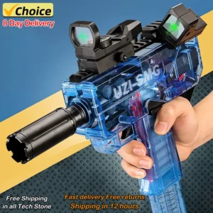 UZI Electric Soft Bullet Toy Gun Automatic Shooting Toy Machine Gun Model Airsoft Launcher Weapons for Men Boy Kid Outdoor Games - Image 3