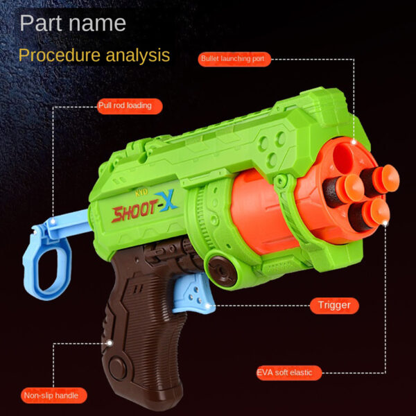 1pc Soft Bullet Gun With 10 Soft Bullets, Outdoor Shooting Toys, Soft Bullet Toy Foam Bullets, Pistol With Foam Shell Ejection